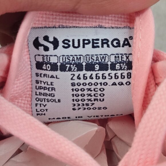 Superga Sneakers 9 Pink Canvas Streetwear Low Top Casual Normcore Lace Up Shoes - Picture 8 of 12